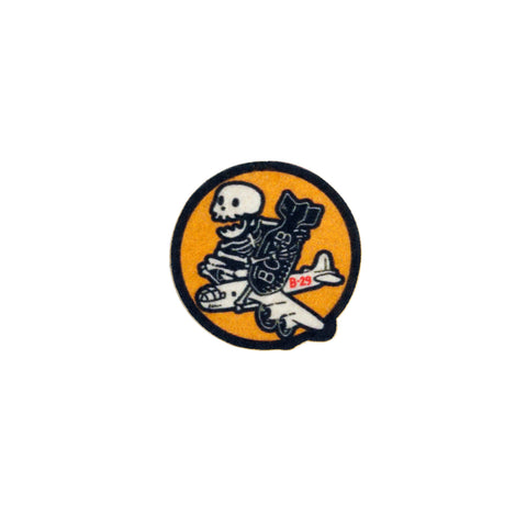 PT1321 - Skeleton Plane Bombing Velvet Badge (Iron on)