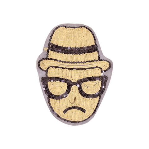 PT1887 - Sequin Hat Glasses Unhappy Face XL (Sew On)