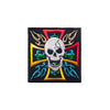 PT443 - Skull Fire Cross Badge (Iron on)