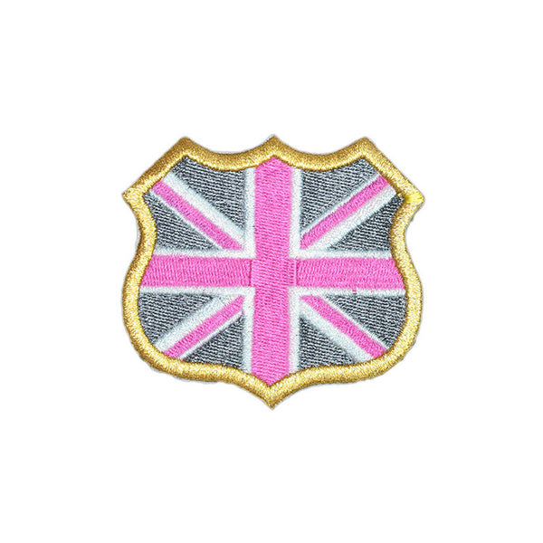 PS1573 - Pink Union jack Badge (Iron on)