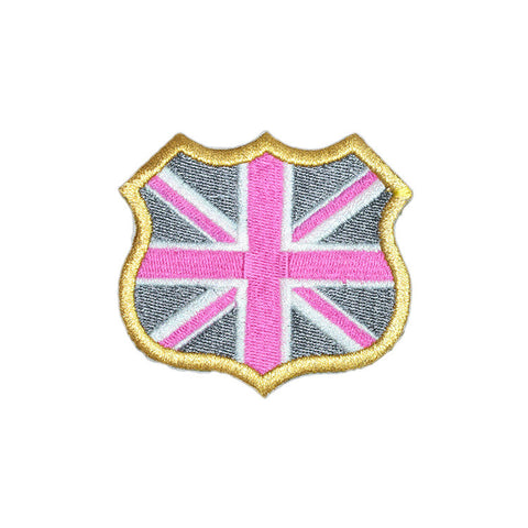 PS1573 - Pink Union jack Badge (Iron on)
