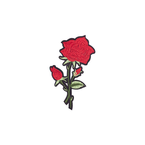 PT1849 - Red Rose Green Leaf Black Back (Iron On)