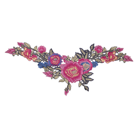 PT1889 - Pink Blue Green Flower XL (Sew on)