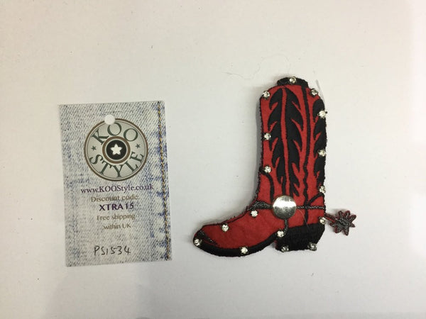 PS1534 - Stone Red Boot (Iron on/Pin)