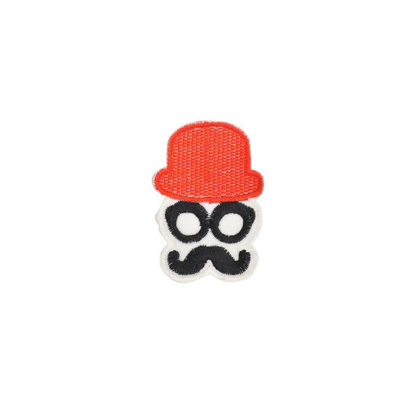 PT1337 - Mustache Face with Red Hat (Iron on)