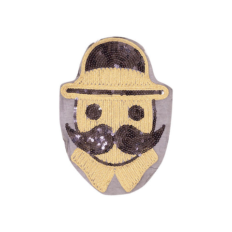 PT1886 - Sequin Hat Moustache Head XL (Sew on)