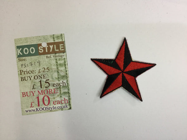 PS1719 - Red Black Star (Iron on)
