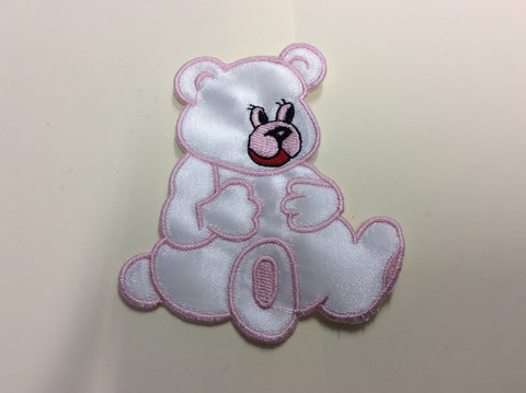 PT412 - Pink White Bear (Iron on)