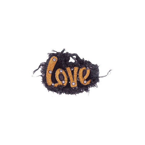PT1836 - Brown Denim Love Text (Sew On)