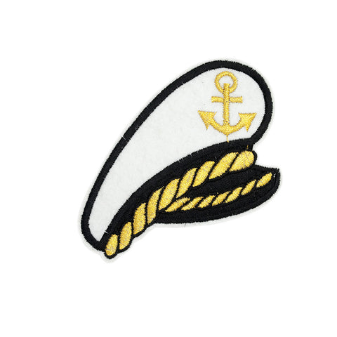 PT1112 - White Captain Hat Anchor (Iron on)