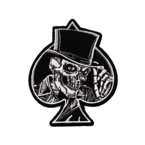 PH127 - Spade Skull with Hat (Iron on)