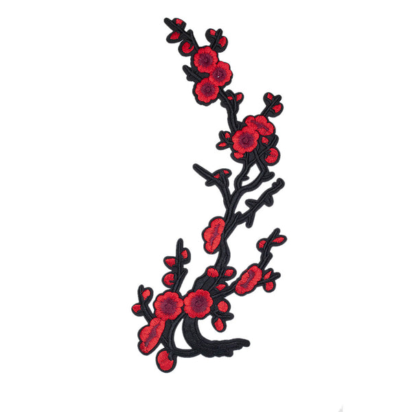 PT1377 - Red Plum Blossom Flower (Iron on)