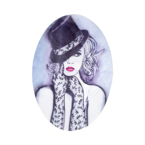 PT1224 Woman Hat Portrait (Iron on)
