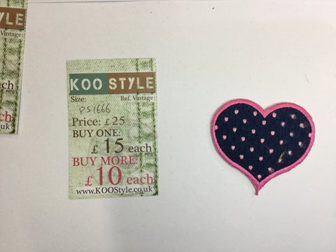 PS1666 - Blue Heart with Pink polka dot (Iron on)