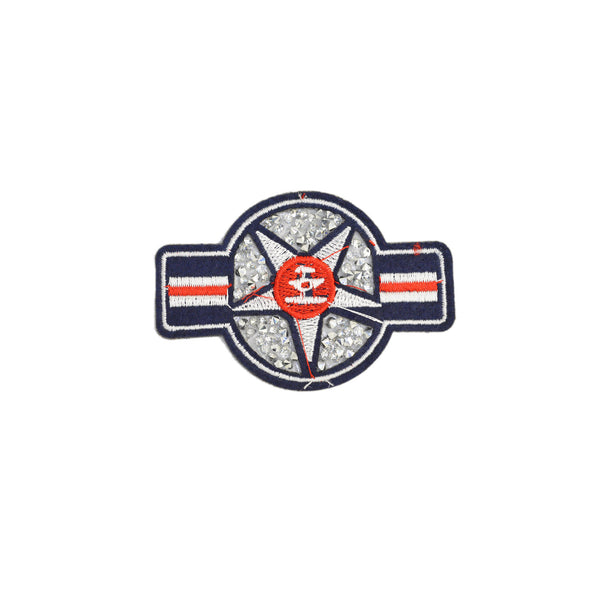PT1302 - Silver Star Stone Badge (Iron on)