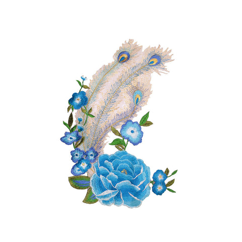 PT1890 - Blue Rose and Feather XL (Iron on)
