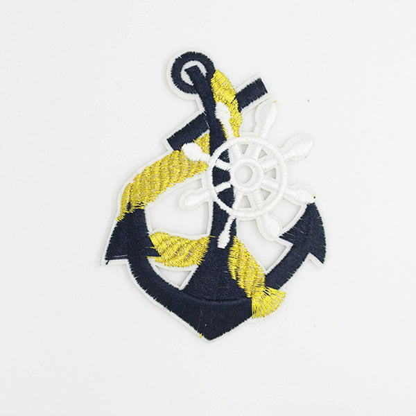 PT1372 - Blue Golden Anchor with rudder (Iron on)