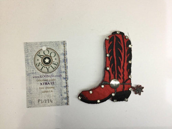PS1534 - Stone Red Boot (Iron on/Pin)