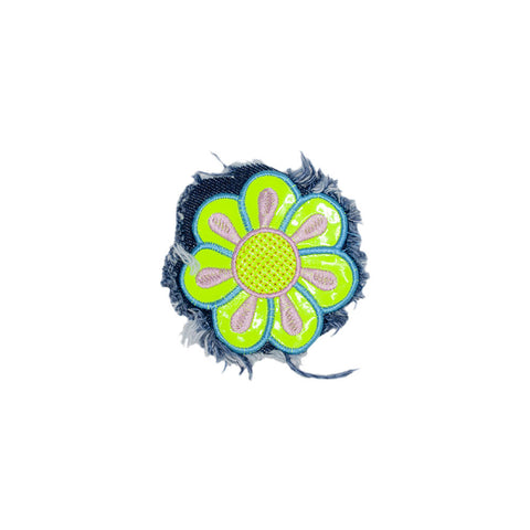PT1801 - Neon Green Denim Flower (Sew On)