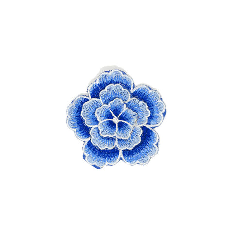 PT1808 - Blue White Layered Flower (Iron on)