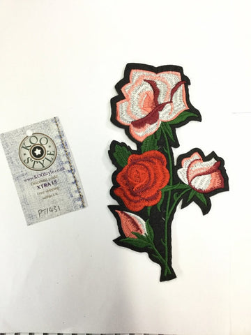 PT1431 - Red Pink Flower Large (Iron on)