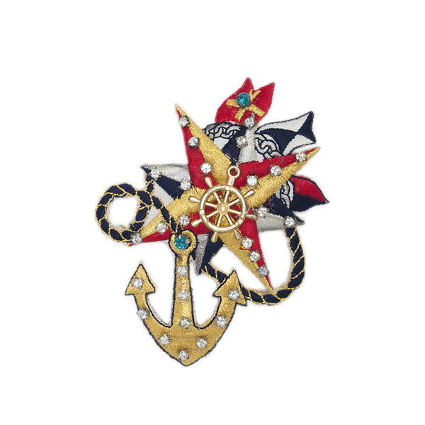 PS1525 - Anchor Compass Rudder Sailing (Iron on/Pin)