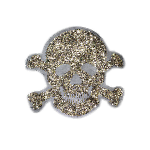 PT1394 - XL Sequin Gold Skull (Sew On)