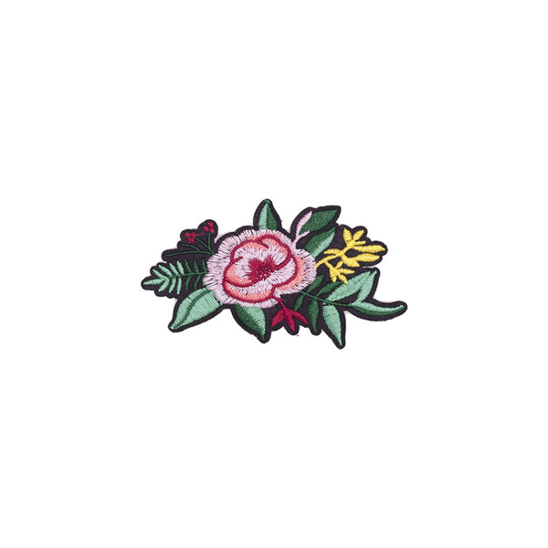 PT1848 - Pink Green Leafs Flower (Iron on)