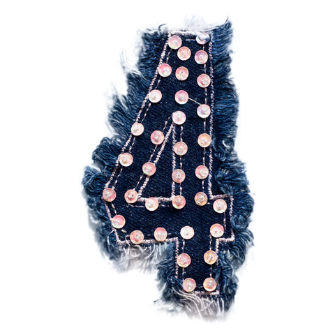 PT328 - Sequin Number 4 Denim (Sew on)