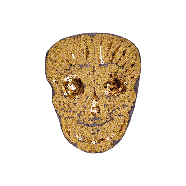 PT1888 - Sequin Yellow Gold Skull (Sew on)