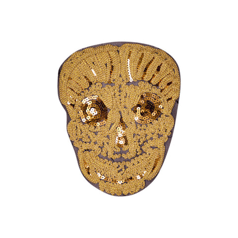 PT1888 - Sequin Yellow Gold Skull (Sew on)