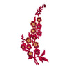 PT1896 - Long Red Golden Lines Flower XL (Iron on)