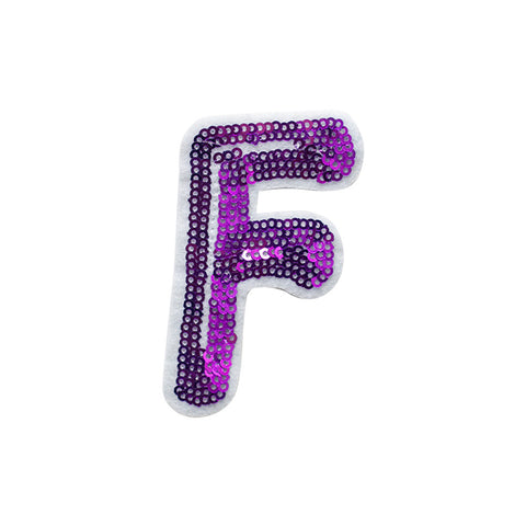 PT668 - Sequin Purple letter F (Iron on)