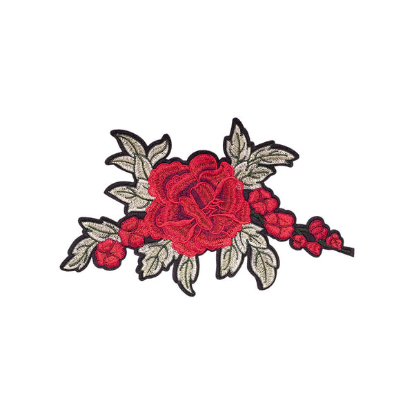PT1868 - Red Rose Green Leafs XL (Iron on)