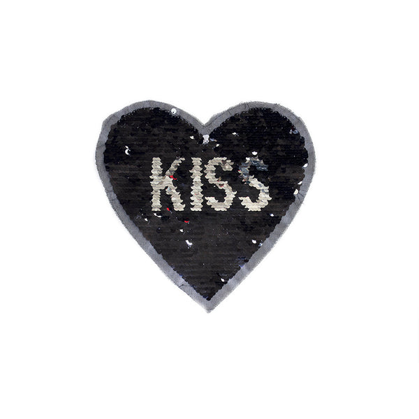 PT1403 - Black KISS Heart (Sew On)