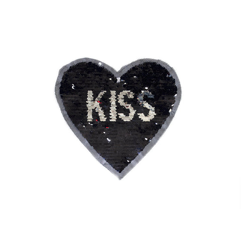 PT1403 - Black KISS Heart (Sew On)