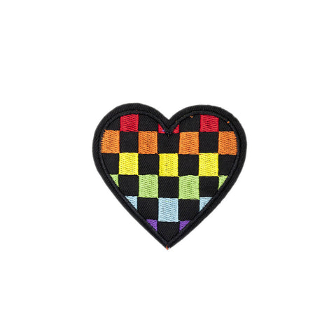 PT1158 - Colourful Checkered Heart (Iron on)