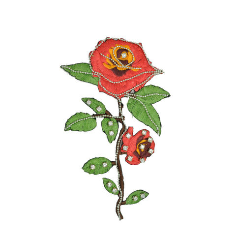 PS1557 - Red Stoned Flower (Iron on)