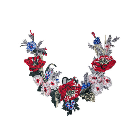 PT1216 Red Blue Decoration Flower XL (Sew ON)