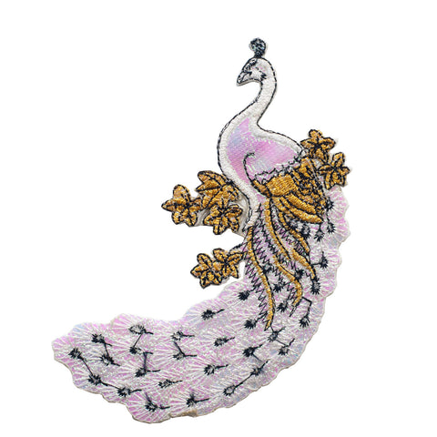 PT309 - White Shiny Peacock (Iron on)
