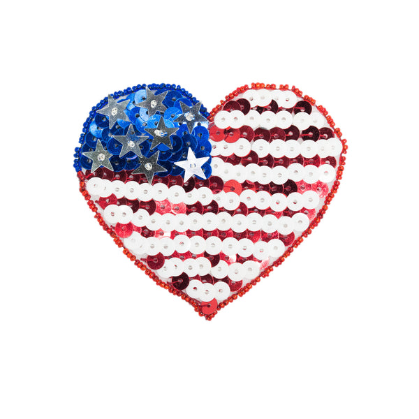 PS1521 - Sequin Heart USA Flag (sew on)