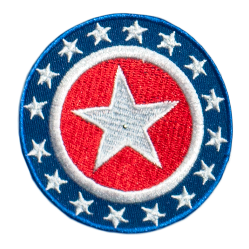 PH158 - Red Blue Round Star Badge (Iron on)