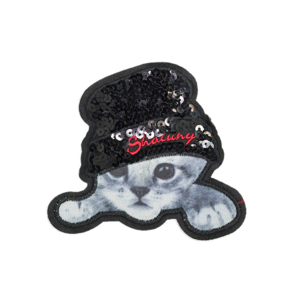 PT1399 - Cat w Black Hat Sequin (Iron on)