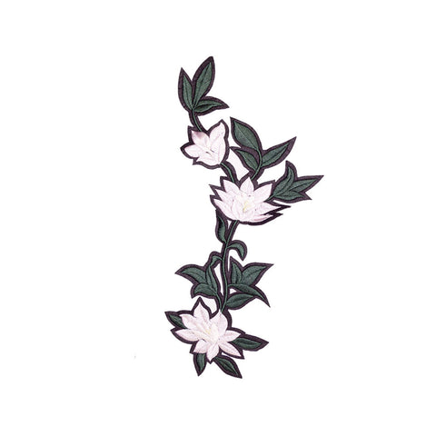 PT1908 - Pink Flower Green Leafs XL (Iron on)